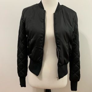 Black Satin Bomber Jacket